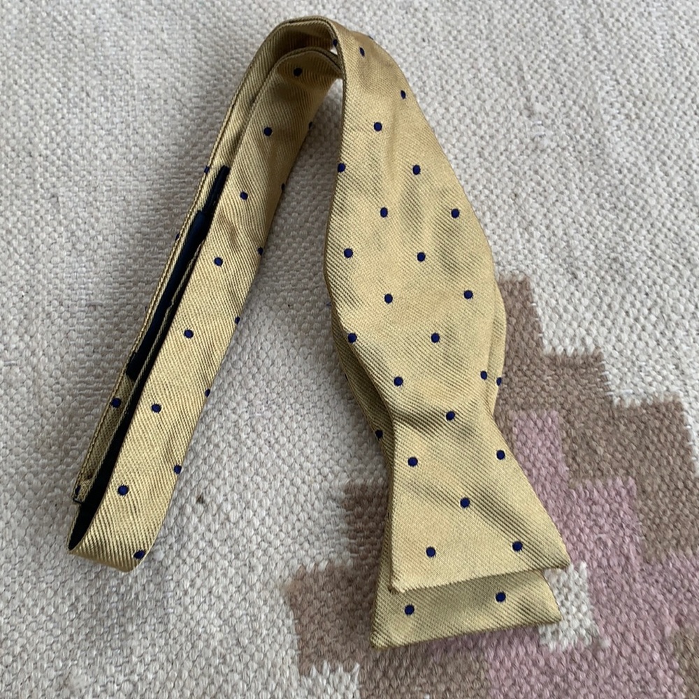 Brooks Brothers Gold & Navy Polka Dot Bow Tie